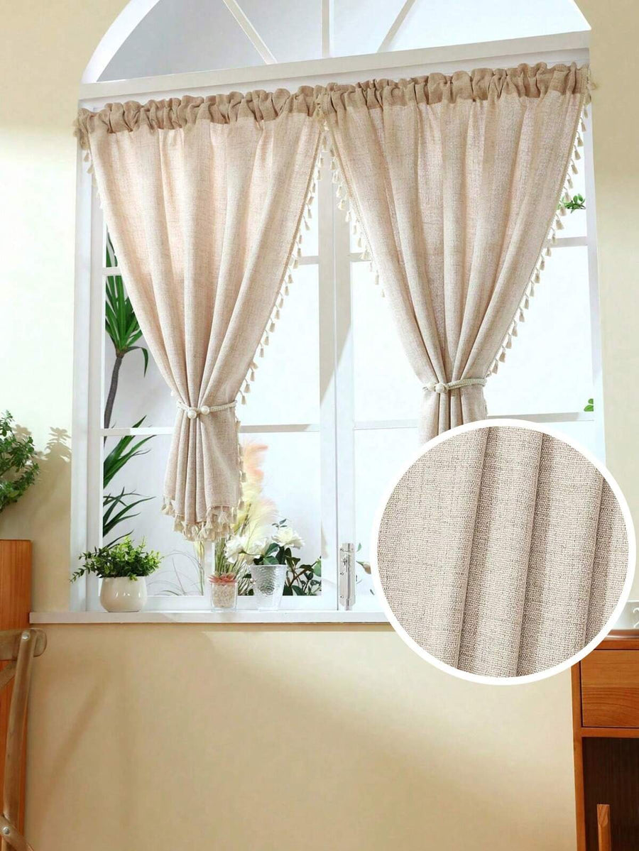 1pc Linen Modern Linen Sheer Curtain - Japanese Linen Style, Rod Pocket Design, Suitable For Living Room And Bedroom - Sheer And Light Filtering Curtain, Living Room Curtain, Bedroom Curtain (Tie Backs Not Included)